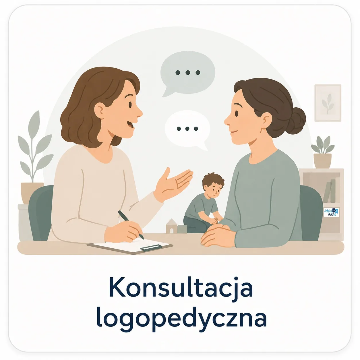 Konsultacja logopedyczna dziecka z rodzicem i logopedą w Gabinecie ArtykulAAcja na Ursynowie